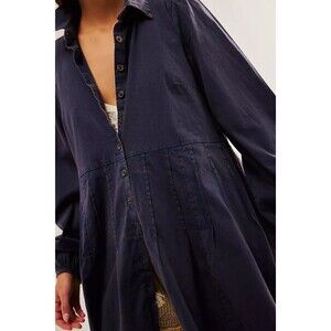 Free People Marvelous Mia Plain Short Mini Shirt Dress Buttondown L NWD 280985